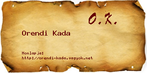 Orendi Kada névjegykártya